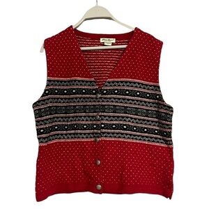 Eddie Bauer Lambswool Vest medium grandpa collegiate academia
